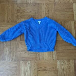 H&M Blue V-Neck Knit Sweater